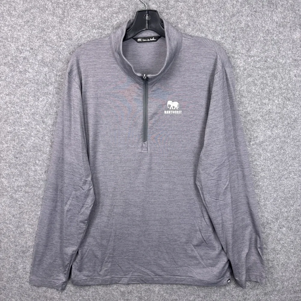 TravisMathew Pullover Quarter Zip Large Gray Nantucket Elephant Performance